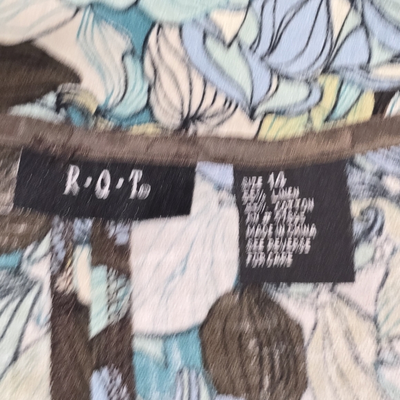 RQT Chic Floral A-Line Skirt - Blue, Green, and Black LINEN BLEND,  WOMENS 14 - Picture 4 of 7